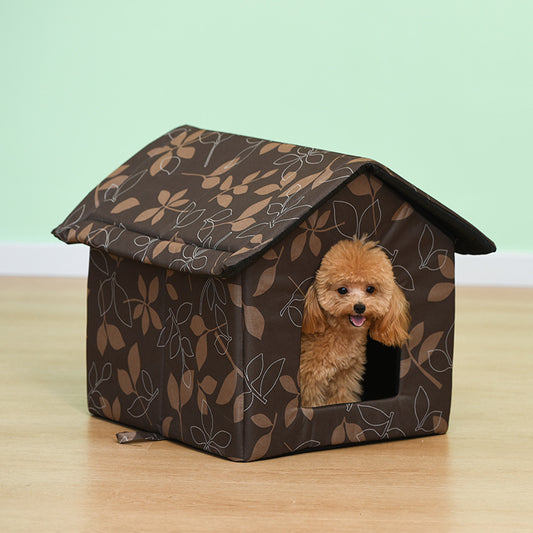Caseta para Perros y Gatos Exterior de Tela Oxford ImpermeableRefugio para mascotas Oxford para todo tipo de clima
